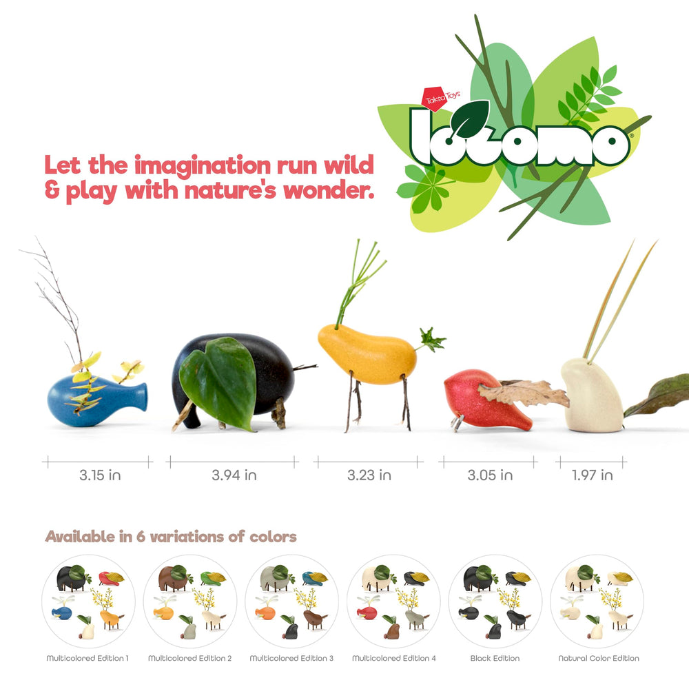 Taksa Toys child-friendly wooden animals promote imaginative storytelling and observation.