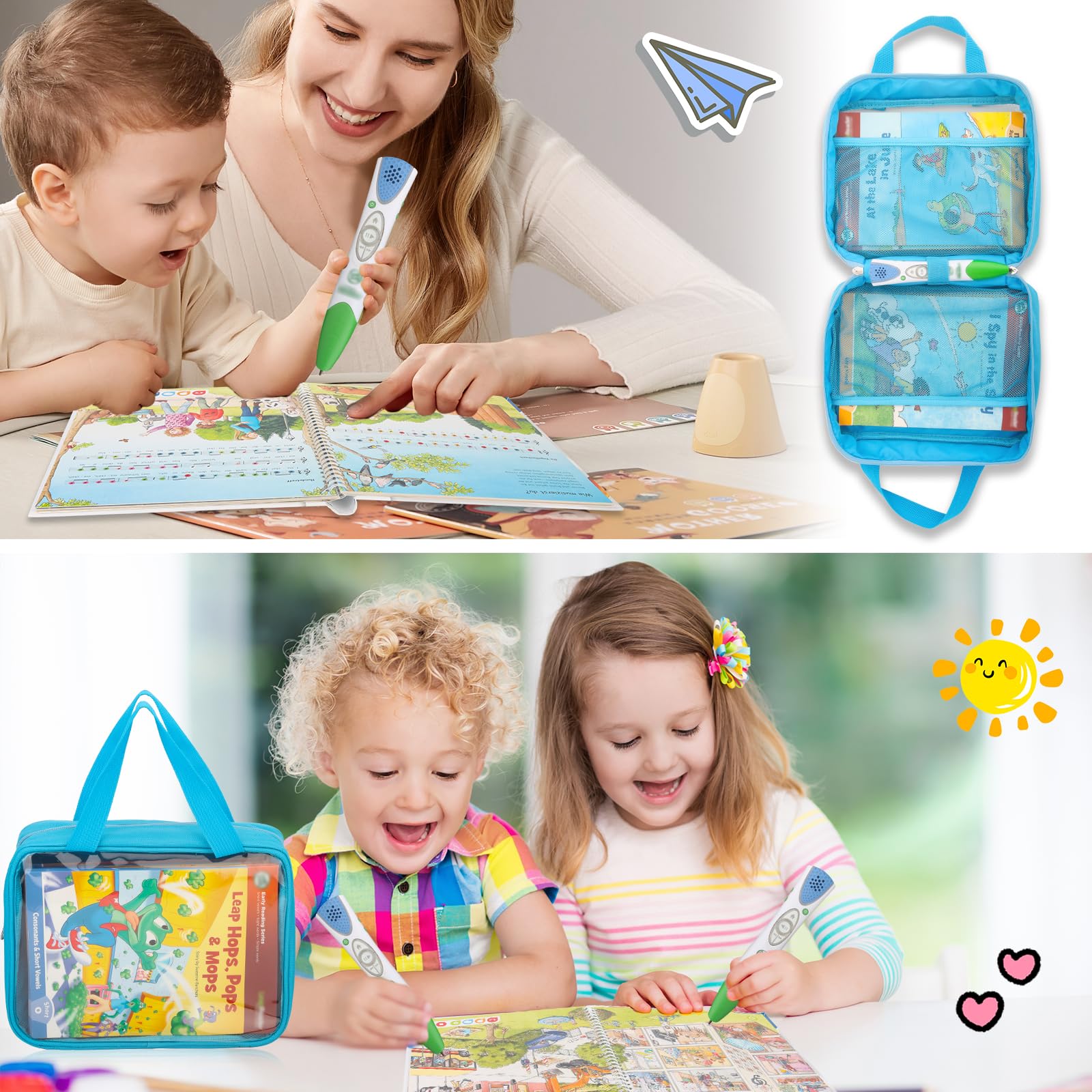 Taladad case with transparent front window lets kids preview books easily