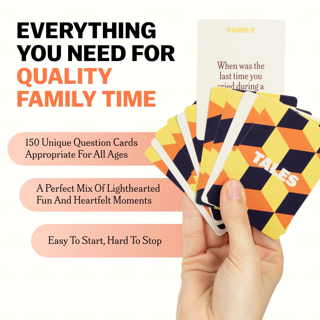 TALES 150 Conversation Cards table-top spread sparks laughter during dinner and game night.