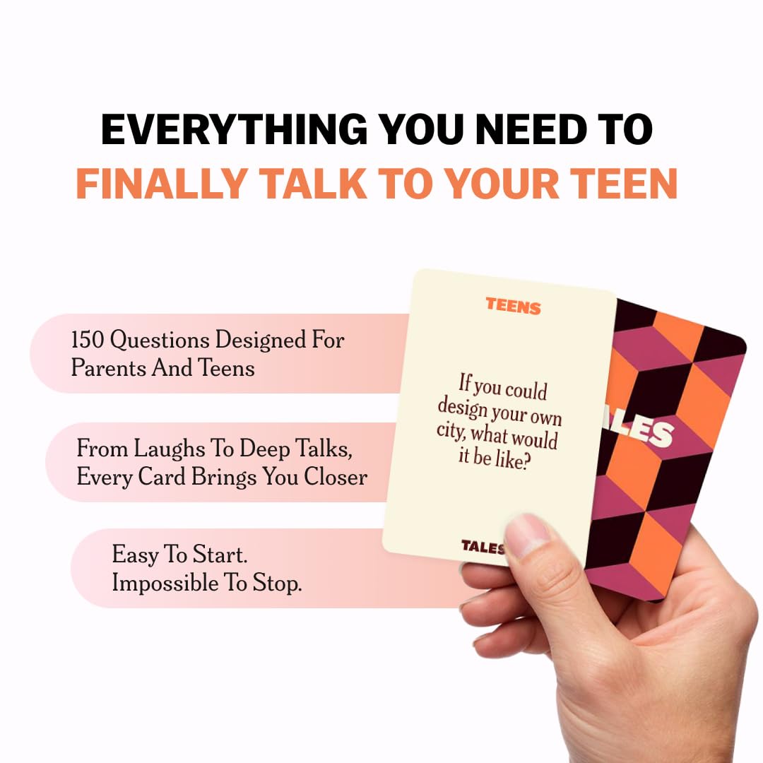 TALES Teens Edition close-up card drawing highlights relatable prompts for teen discussions.