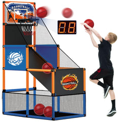 TALGIC arcade basketball hoop assembly; quick and easy setup for indoor family play.