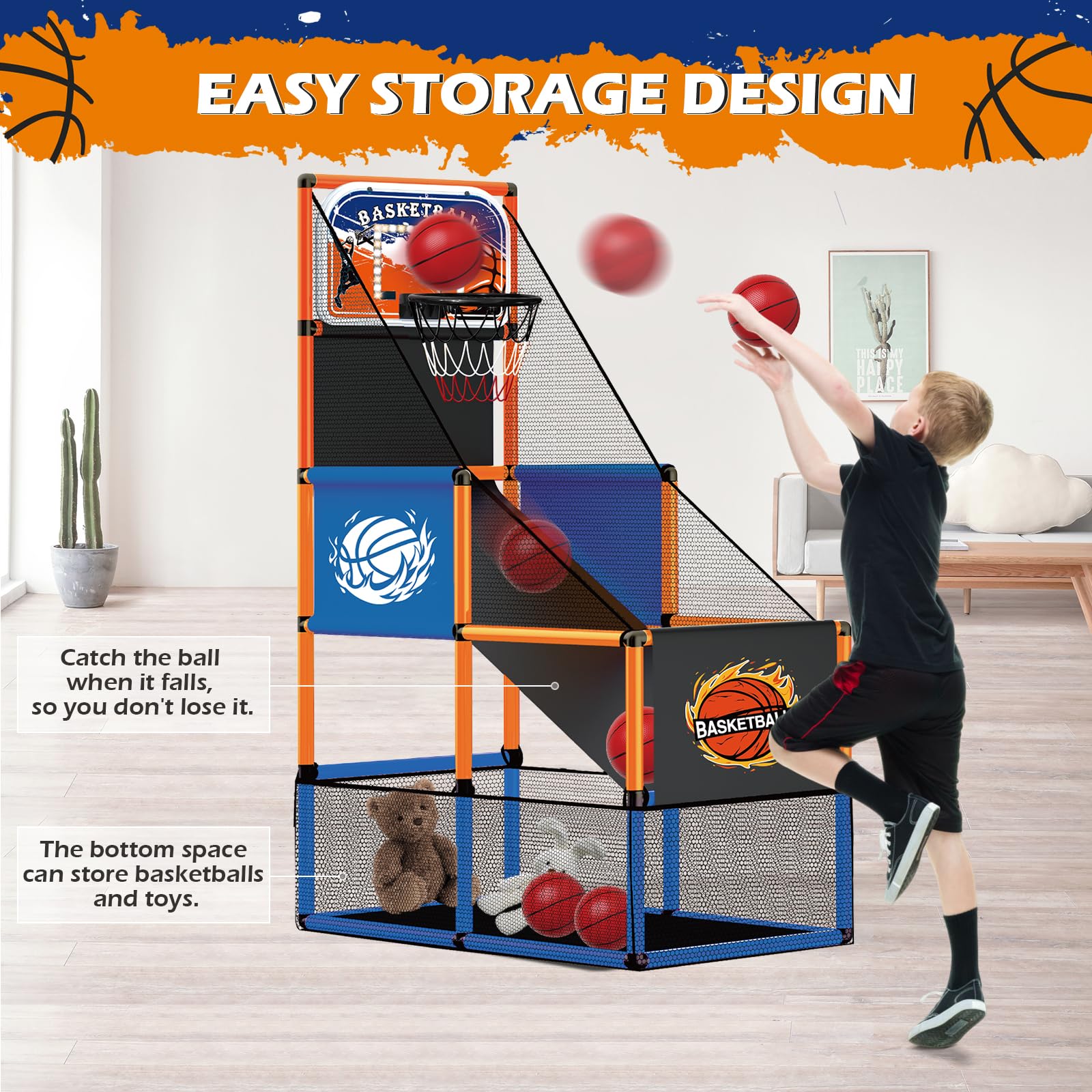 TALGIC mesh-basket storage keeps balls organized and ready.