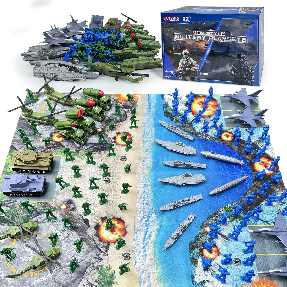 TALGIC Army Men Playset battle mat for immersive pretend missions