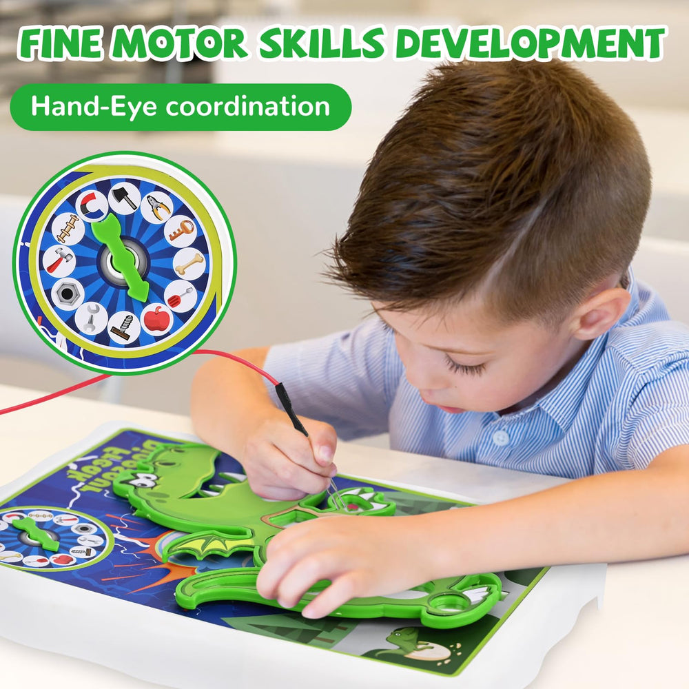 TALGIC dinosaur board game play scene shows family fun and cooperative learning.
