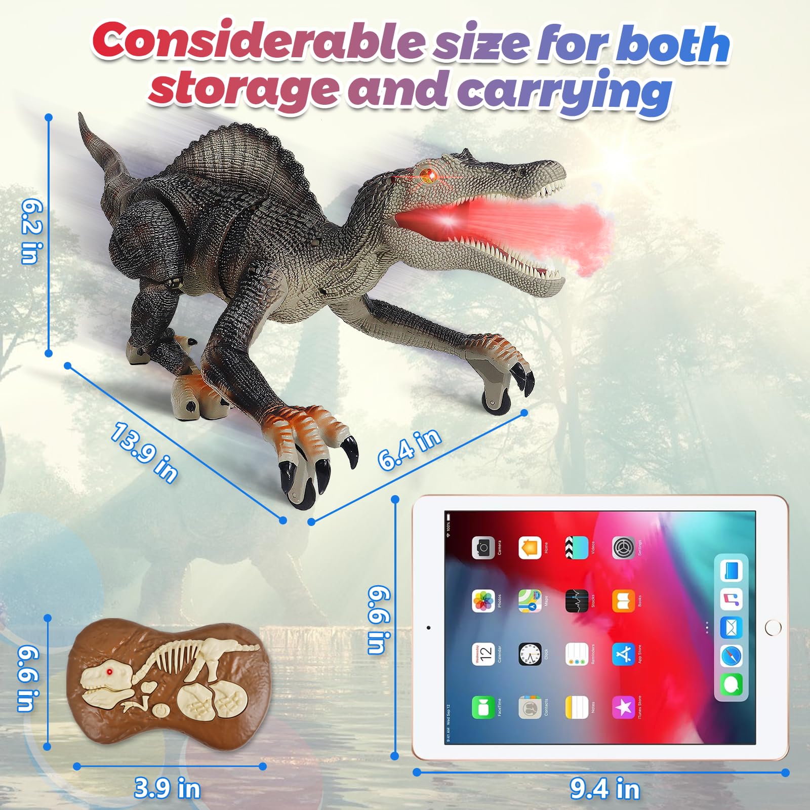 TALGIC Spinosaurus head and tail shake enhance dynamic pretend play.