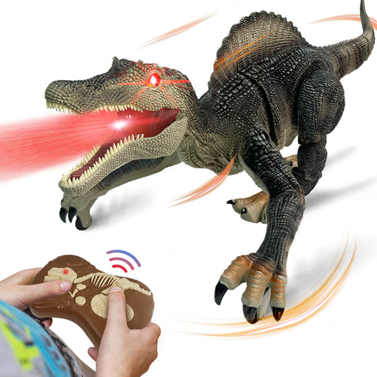 TALGIC Spinosaurus RC demonstrates walking motion for realistic backyard adventures.