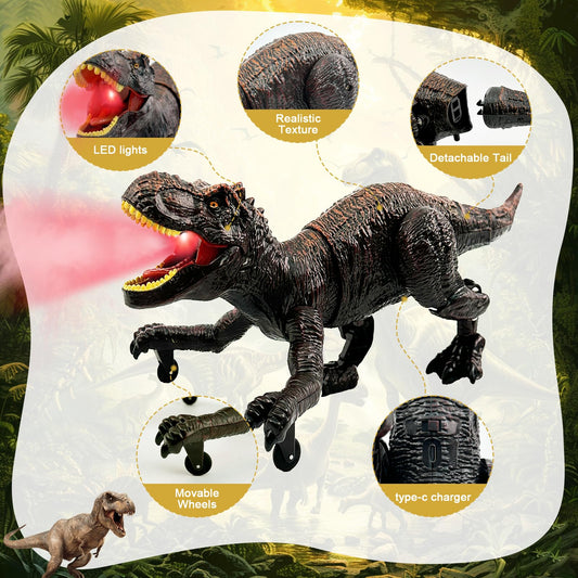 TALGIC robo-dinosaur spray stream feature adds interactive water play.