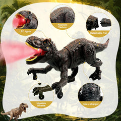 TALGIC robo-dinosaur spray stream feature adds interactive water play.