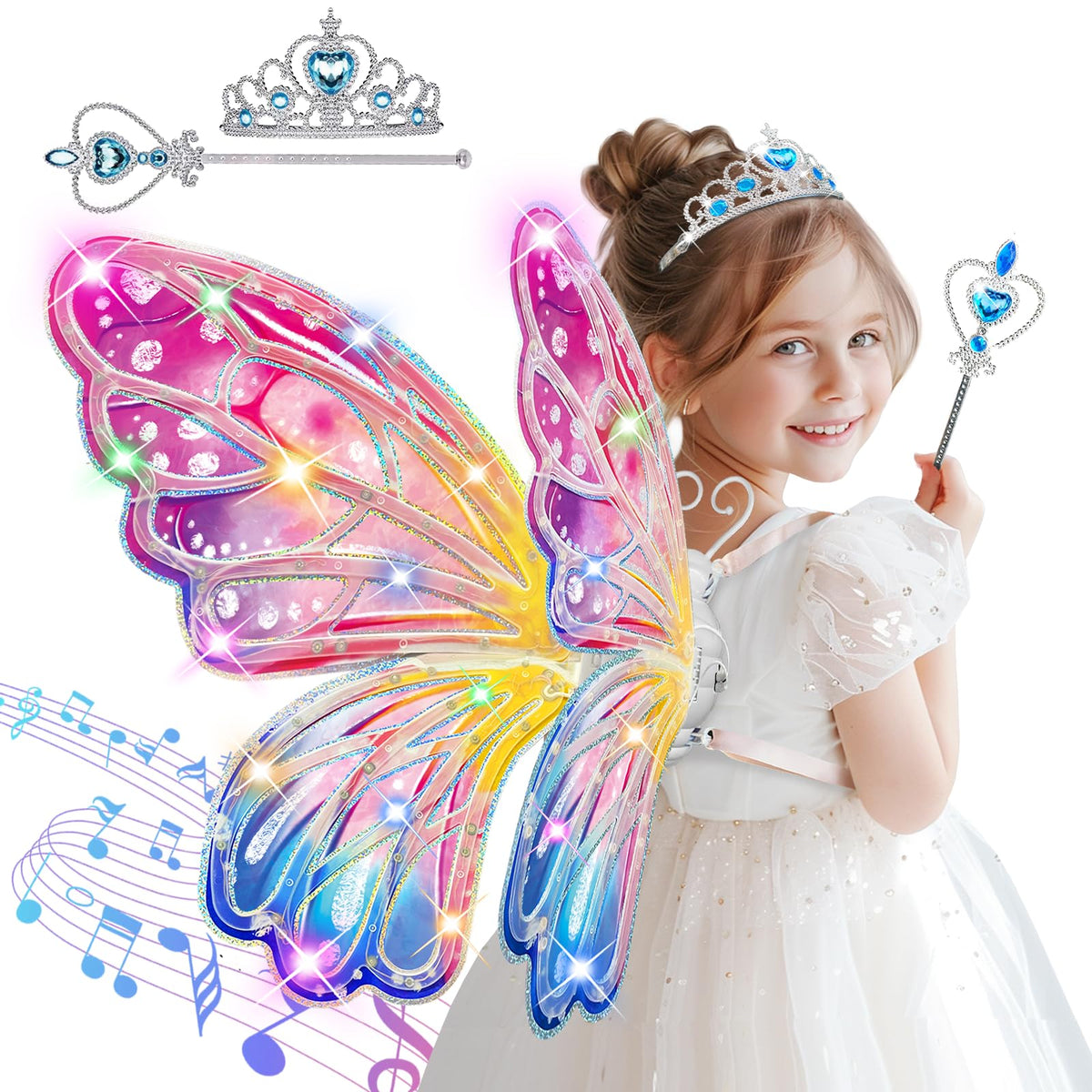TALGIC electric fairy wings with pink lights spark magical party moments for kids.