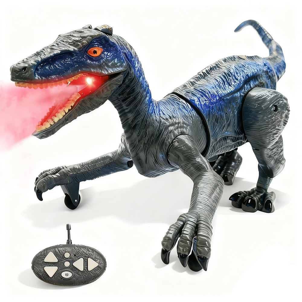 TALGIC Velociraptor spraying action enhances immersive playtime.