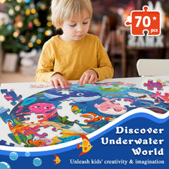TALGIC round ocean puzzle kids assembling underwater scene to boost focus and fine motor skills.