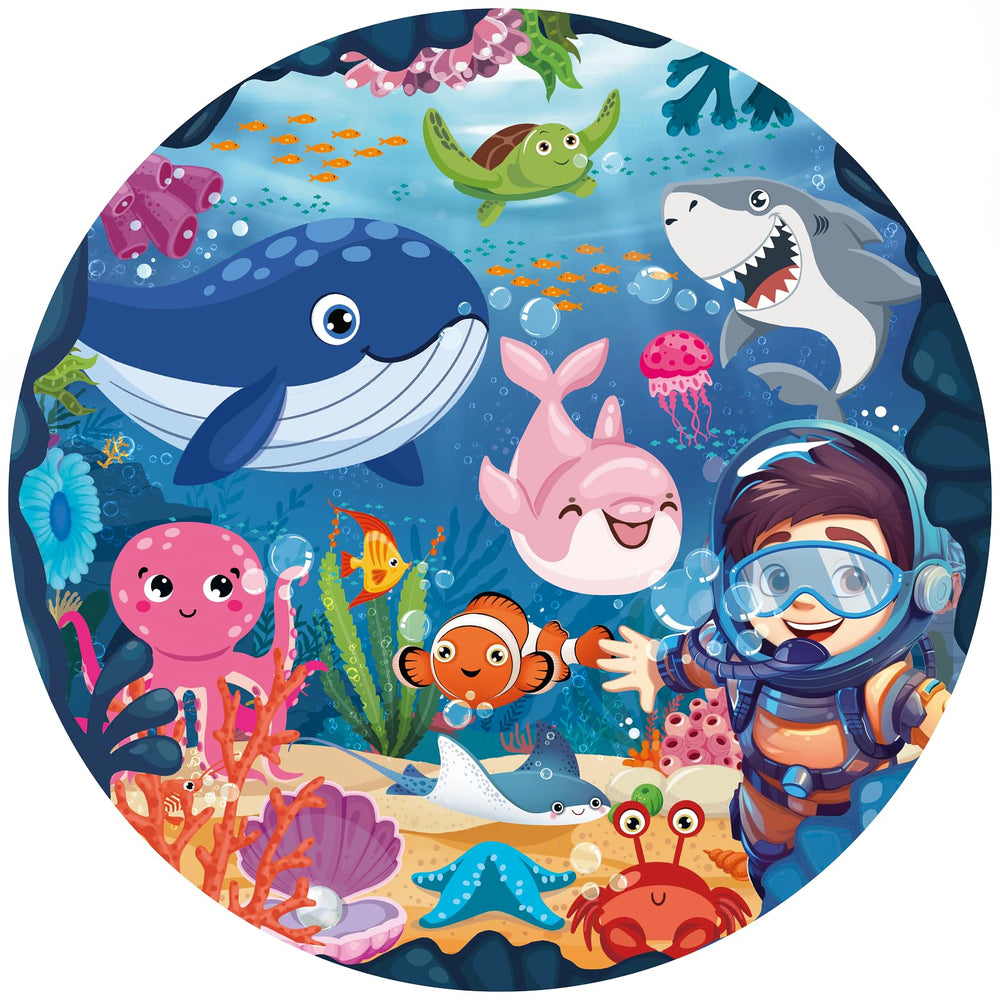 TALGIC round ocean puzzle pieces and box support organized, easy storage after play.