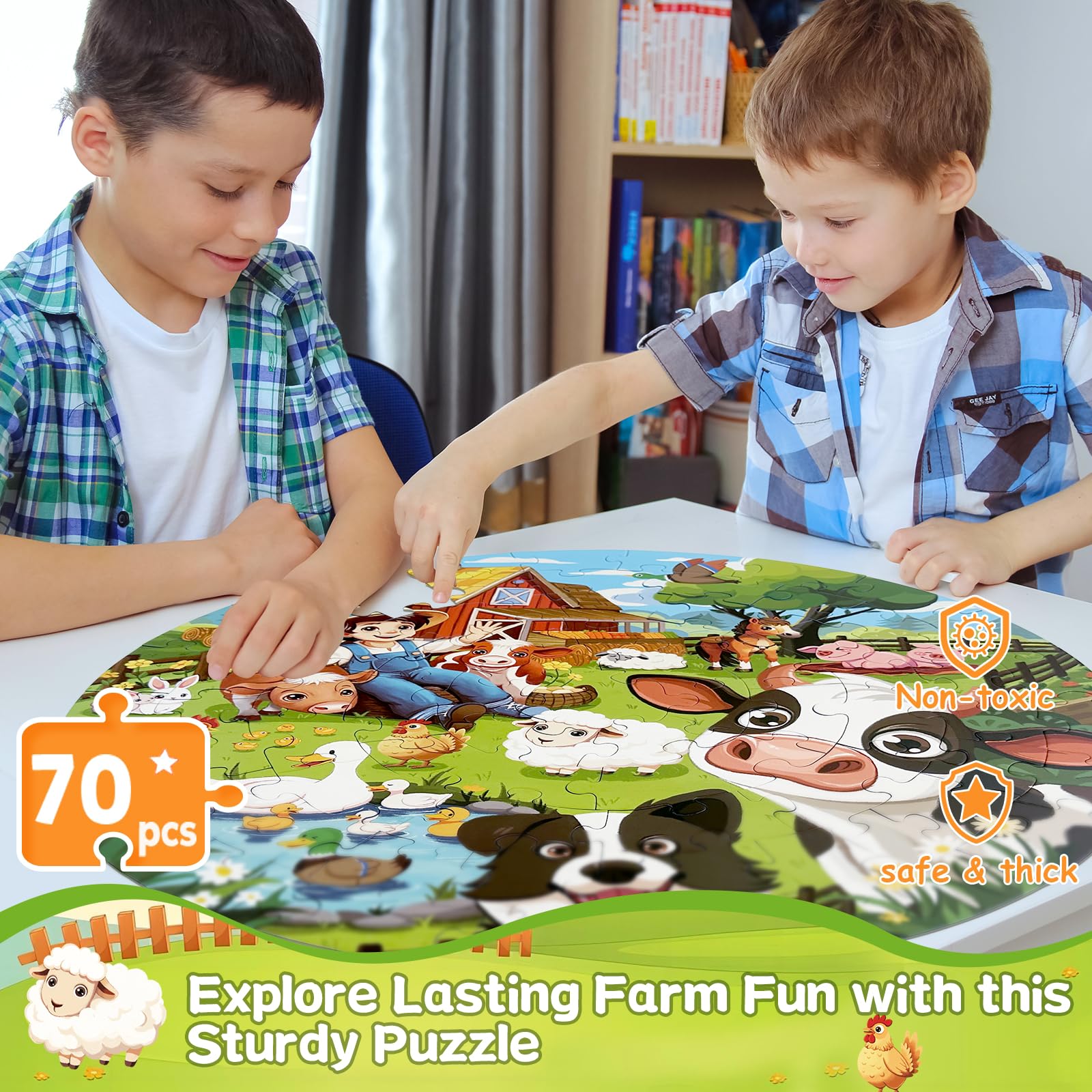 TALGIC round farm barn scene puzzle sparks imaginative play