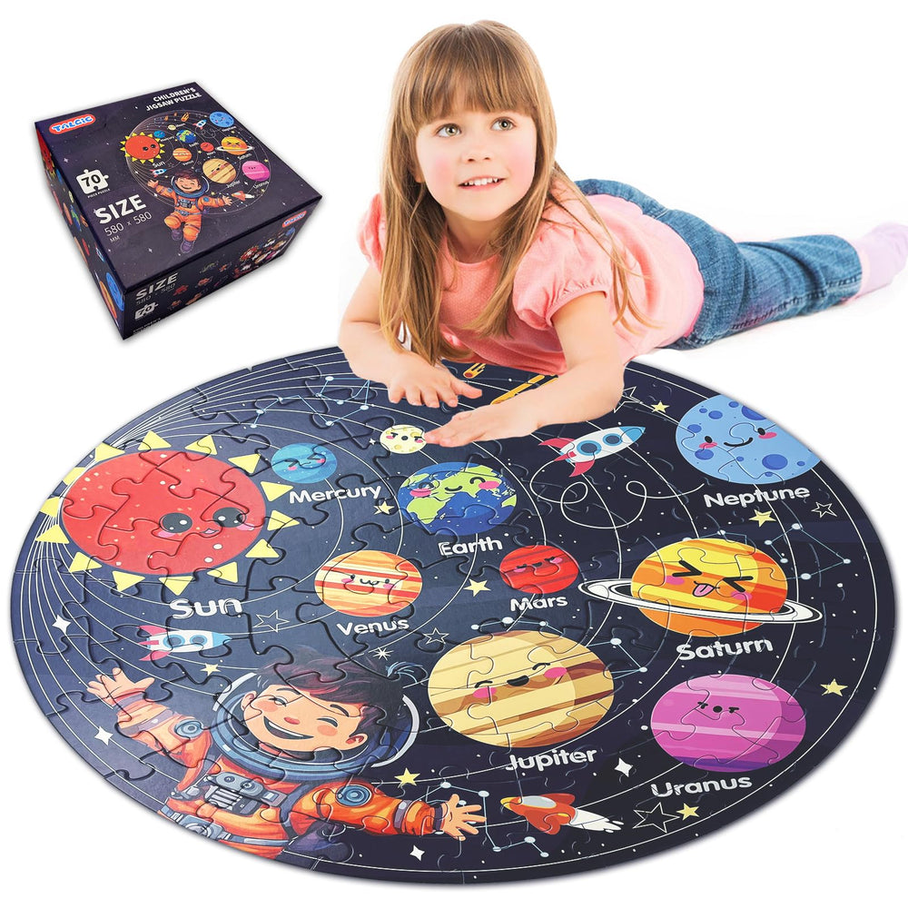 TALGIC solar system round puzzle with 70 pieces for immersive space learning at home