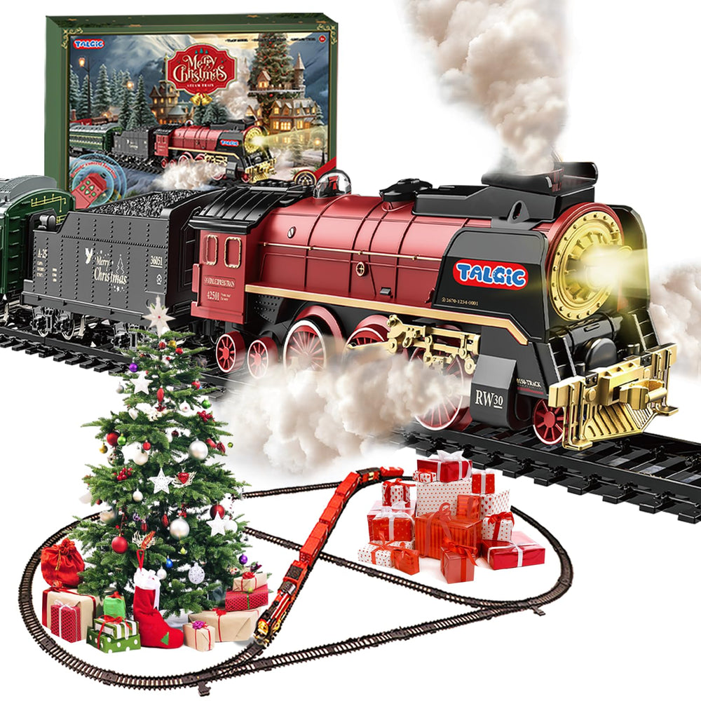 TALGIC train set locomotive glowing with lights and steam for imaginative play