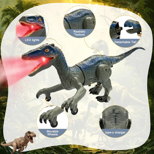 TALGIC Velociraptor roaring eyes spark imagination during adventures.