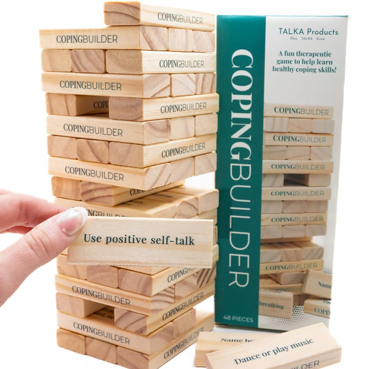 TALKA Coping Builder with 48 blocks for classroom emotion regulation.