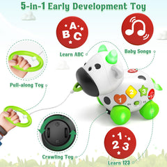 Talkfun cow toy requires 3 AA batteries to power the play.