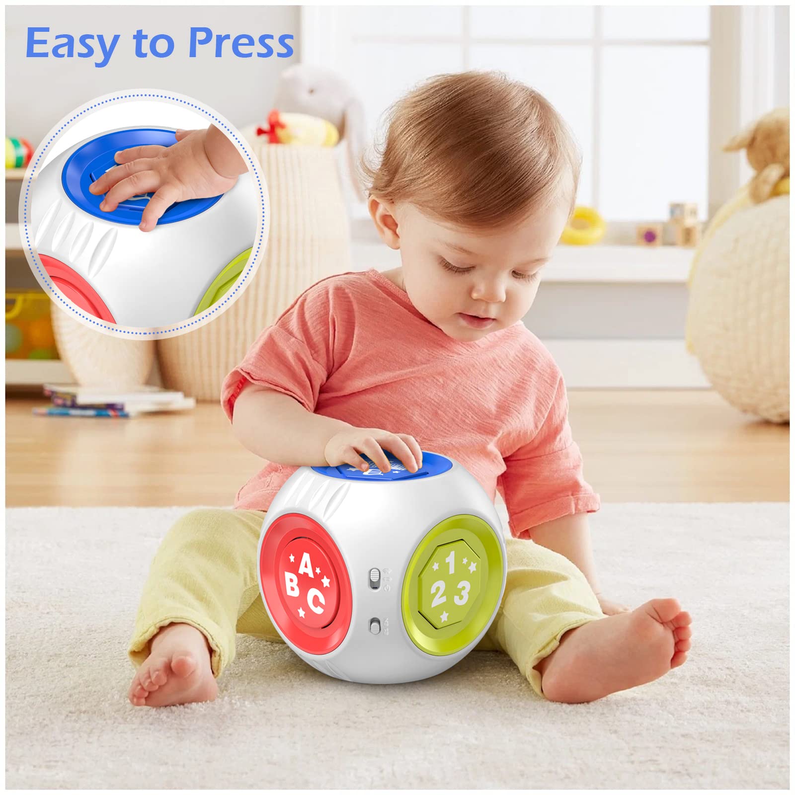 Talkfun easy-press buttons fit little hands for independent play.