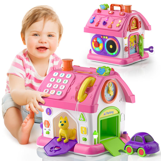 Talkfun Montessori house toy with phone and keys boosts fine motor skills.
