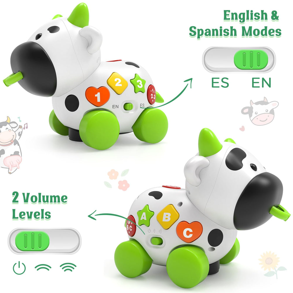 Talkfun cow toy made from BPA-free ABS with smooth edges.