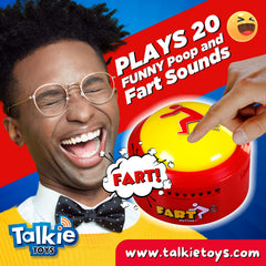 Talkie Toys Fart Button durable design powered by batteries for easy use.