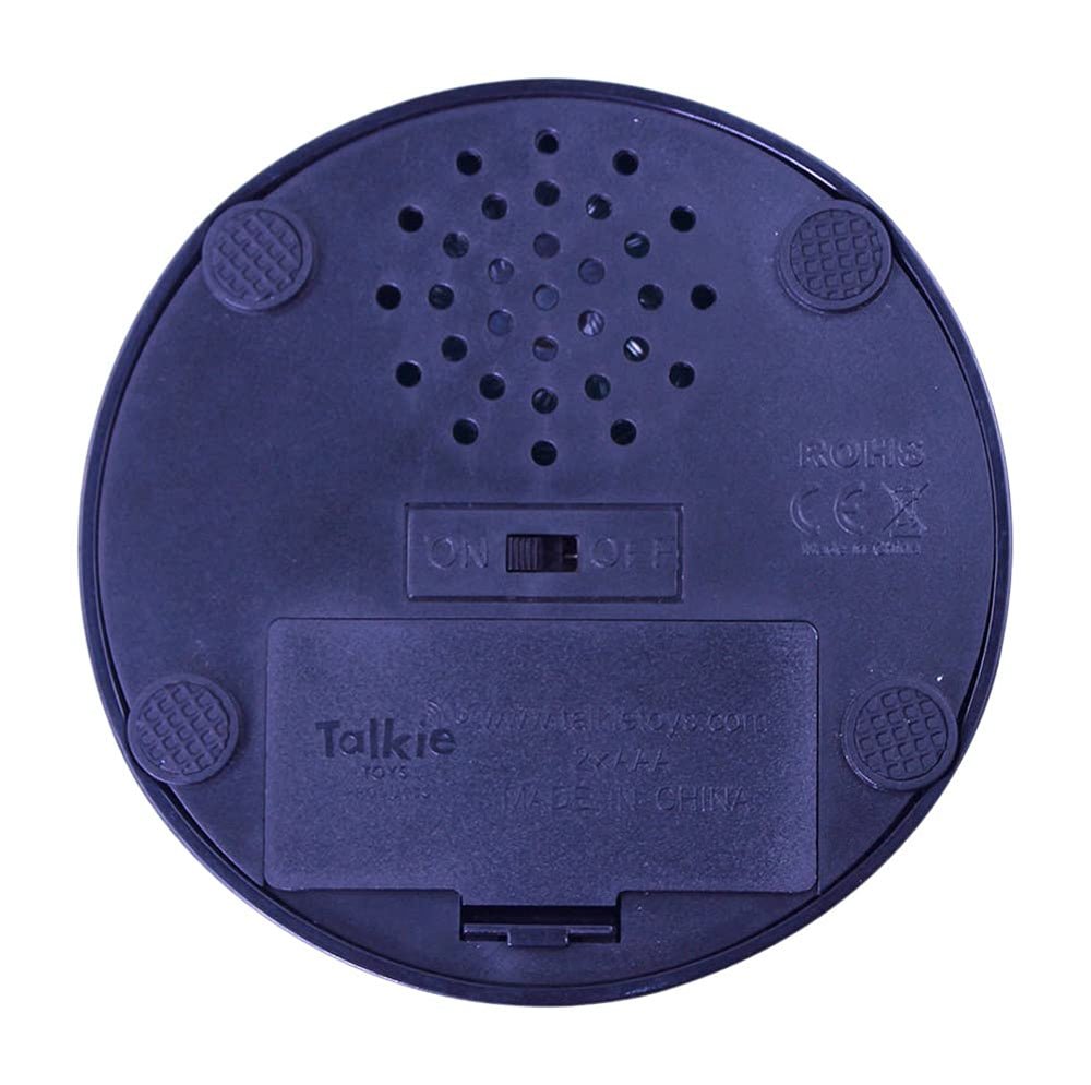 Talkie Toys Hell No Button, battery compartment accessible for quick setup.