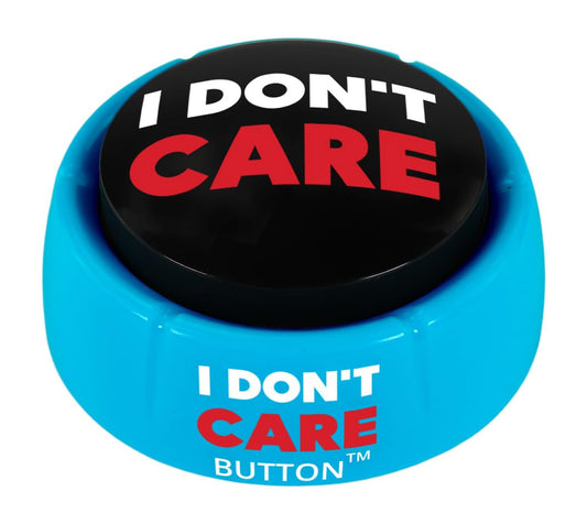 Talkie Toys Products I Don’t Care Button front view, a compact desk prop for laughs.