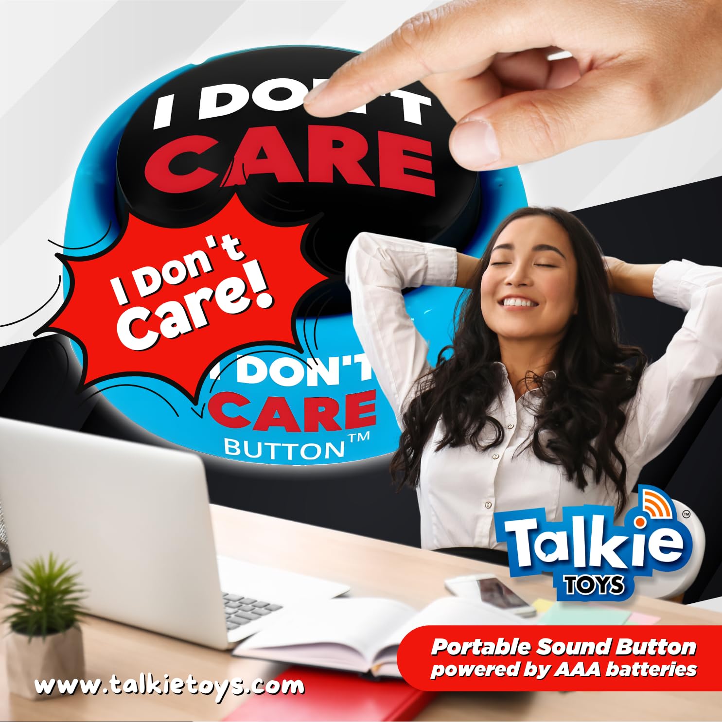 Talkie Toys I Don’t Care Button gag gift idea for holidays and birthdays.