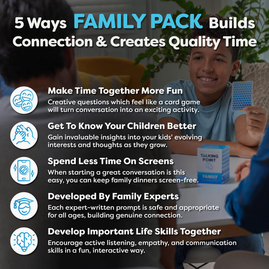 Talking Point Cards family-dining-discussion prompts encourage connection during meals.