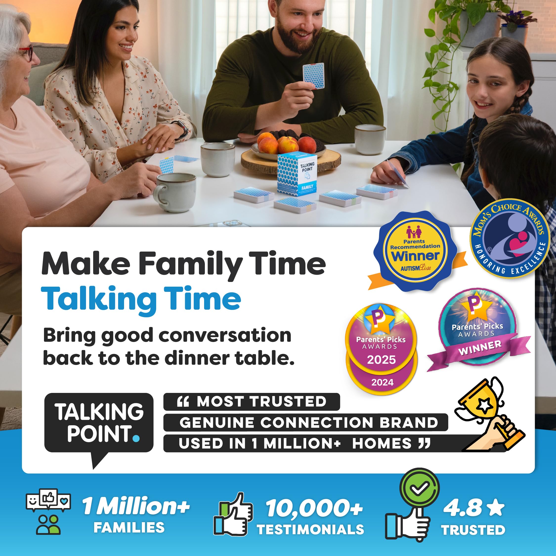 Talking Point Cards durable finish withstands spills and frequent use.