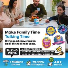 Talking Point Cards durable finish withstands spills and frequent use.