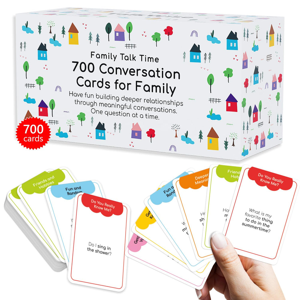 TalkWise 700 family cards pack on table ready for warm, engaging family conversations.