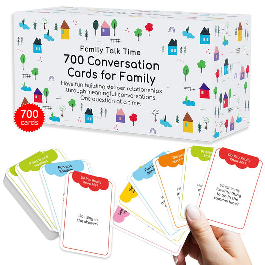 TalkWise 700 family cards pack on table ready for warm, engaging family conversations.