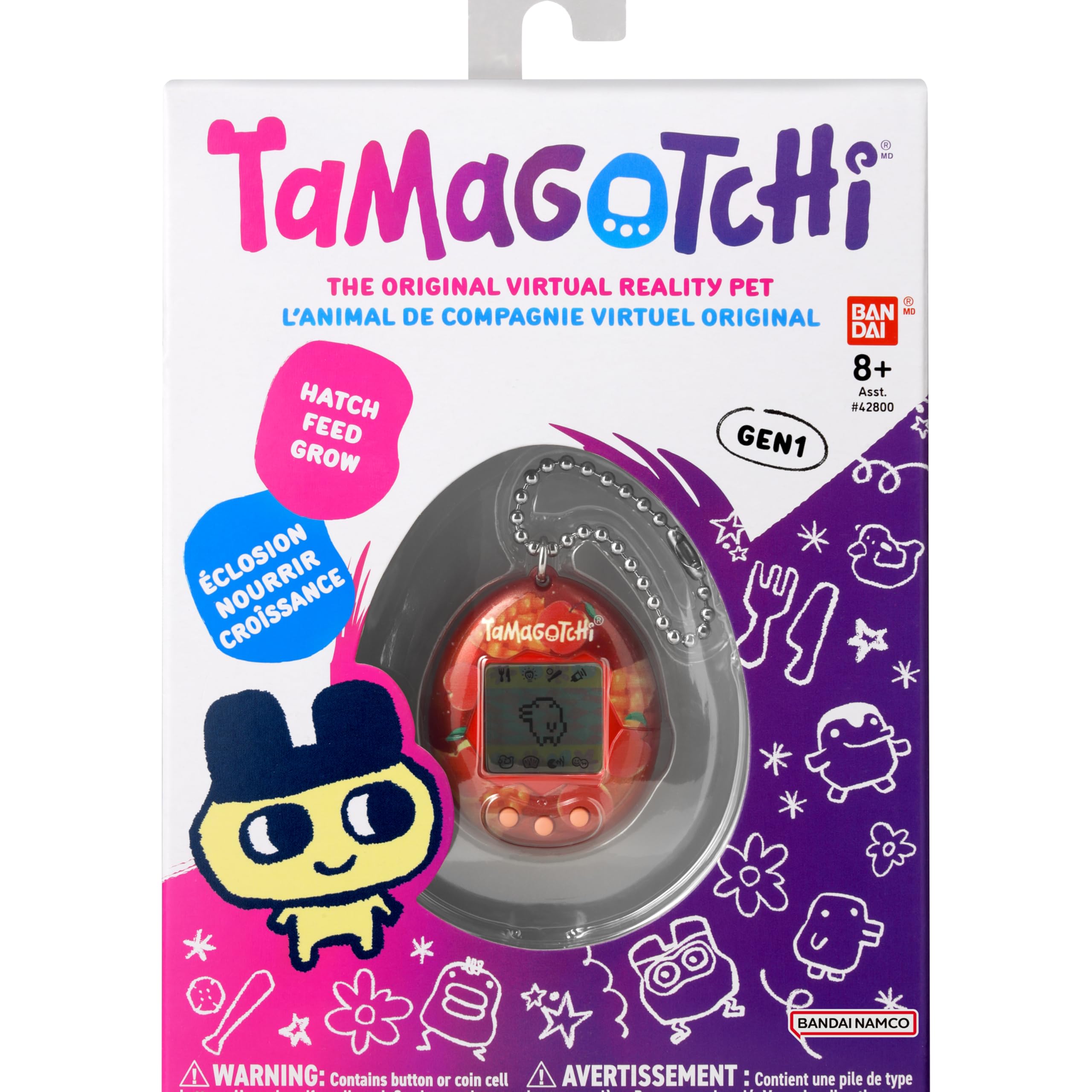 Tamagotchi Original Apple Sweets chain clip keeps pet handy during travel