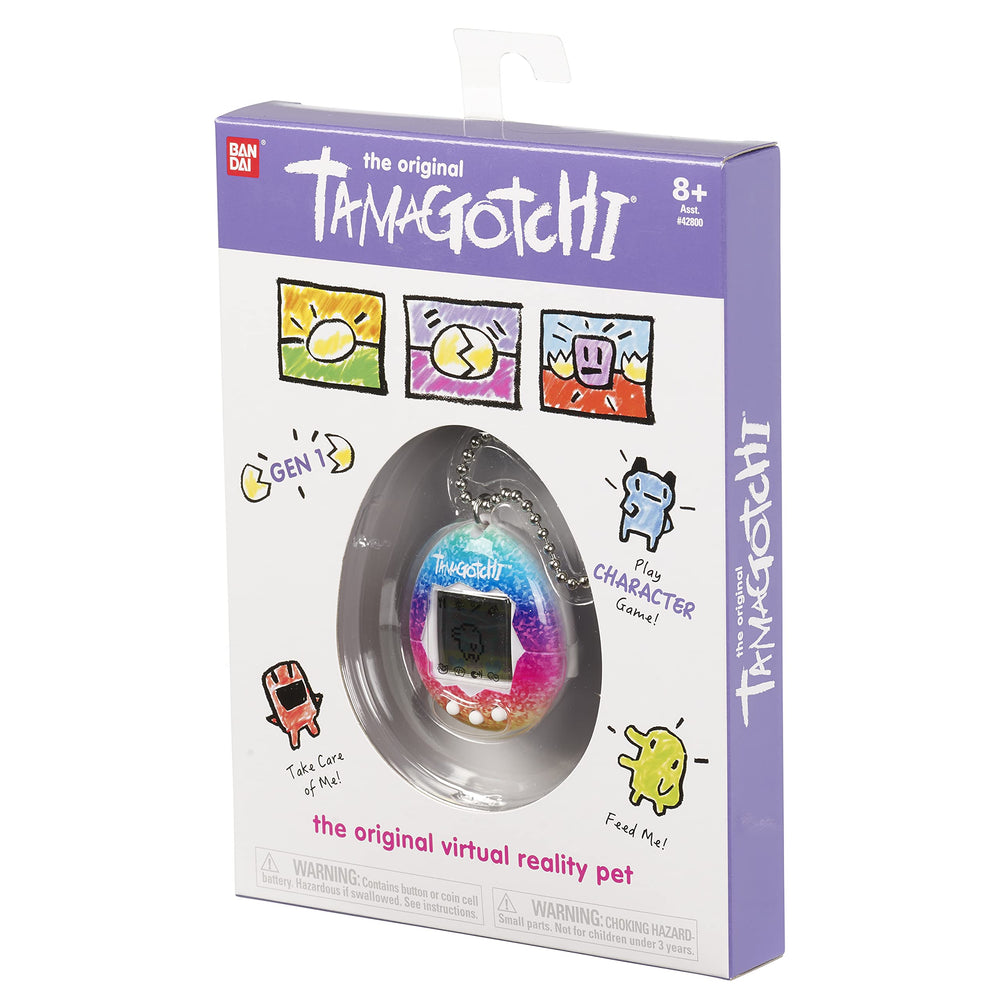 Tamagotchi Original Rainbow egg-to-adult path showcases varied growth outcomes.