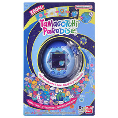Tamagotchi Paradise Blue Water Lab Mode screen shows new activities and shopping