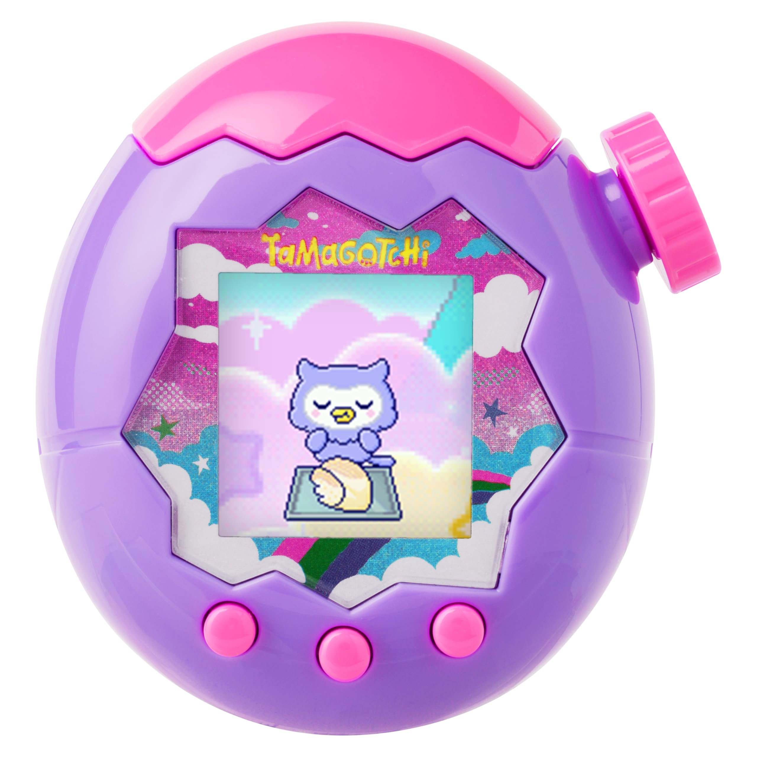 Tamagotchi Paradise Purple Sky zoom dial in action for hands-on nurturing