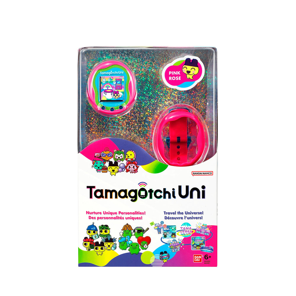 Tamagotchi Uni tama-arena inviting friends to shared games and events.