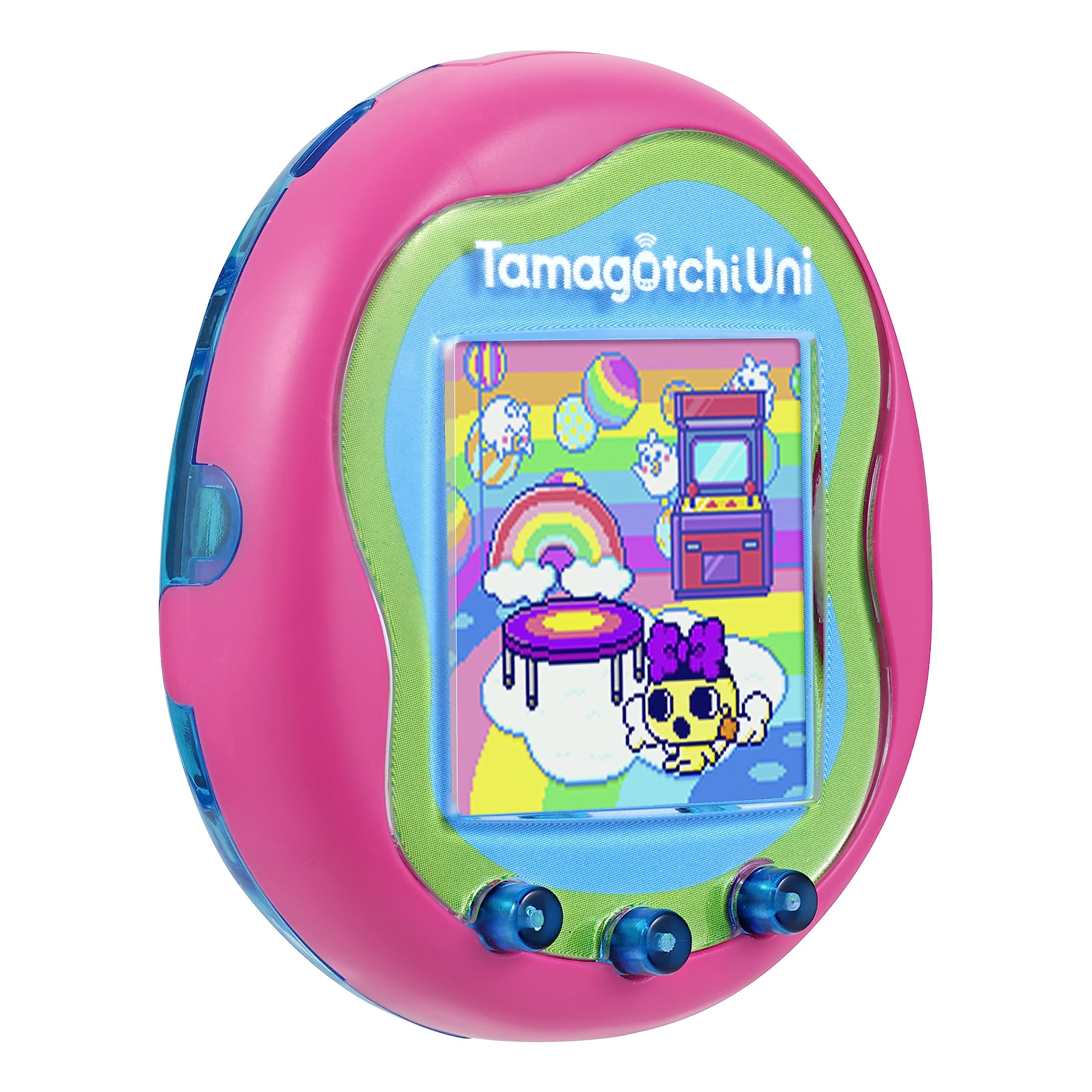 Tamagotchi Uni tama-party highlighting social gatherings and item exchanges.