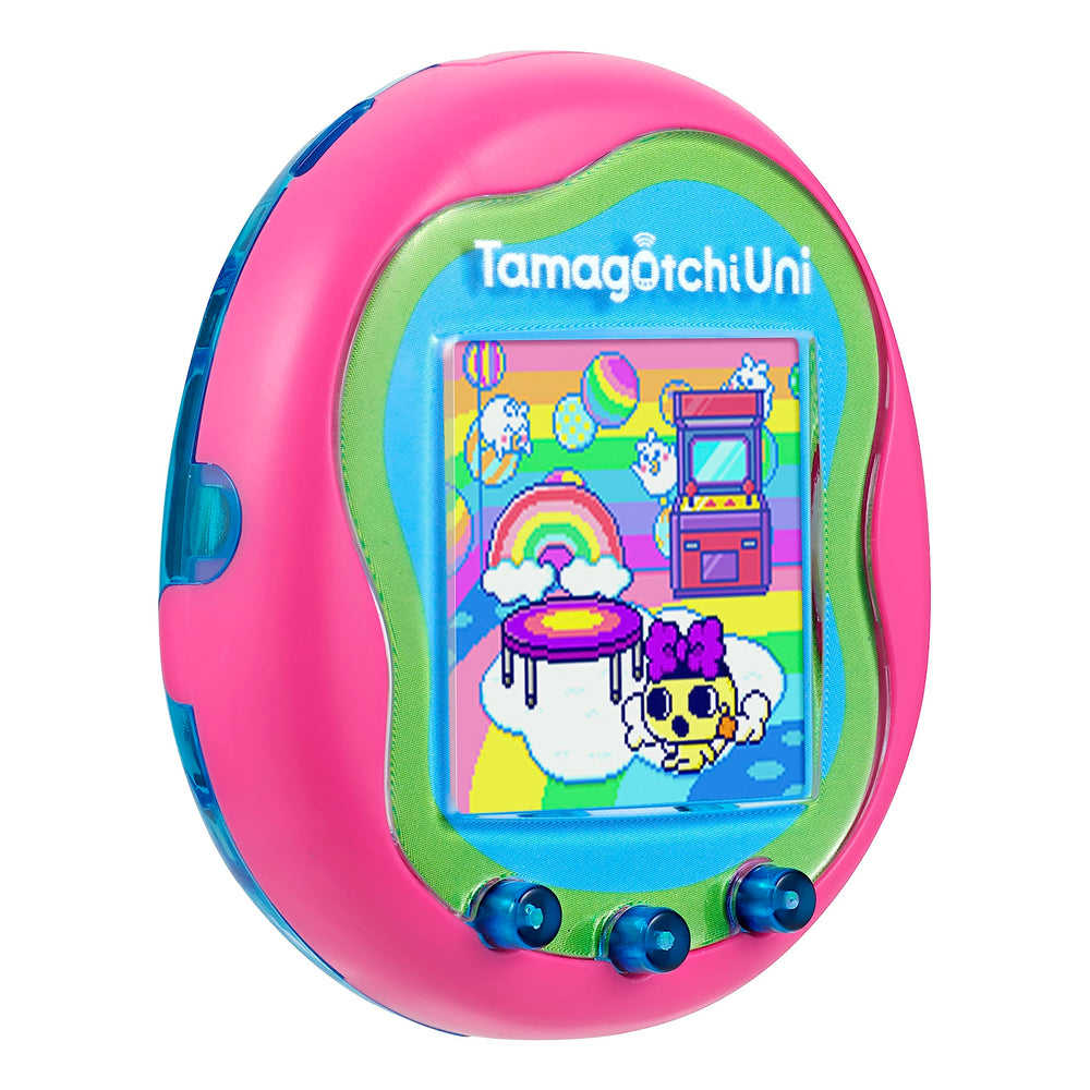 Tamagotchi Uni tama-party highlighting social gatherings and item exchanges.