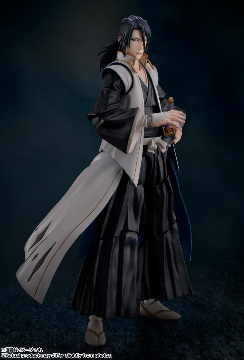 Tamashii Nations Byakuya Kuchiki figure side view highlighting sleek silhouette.