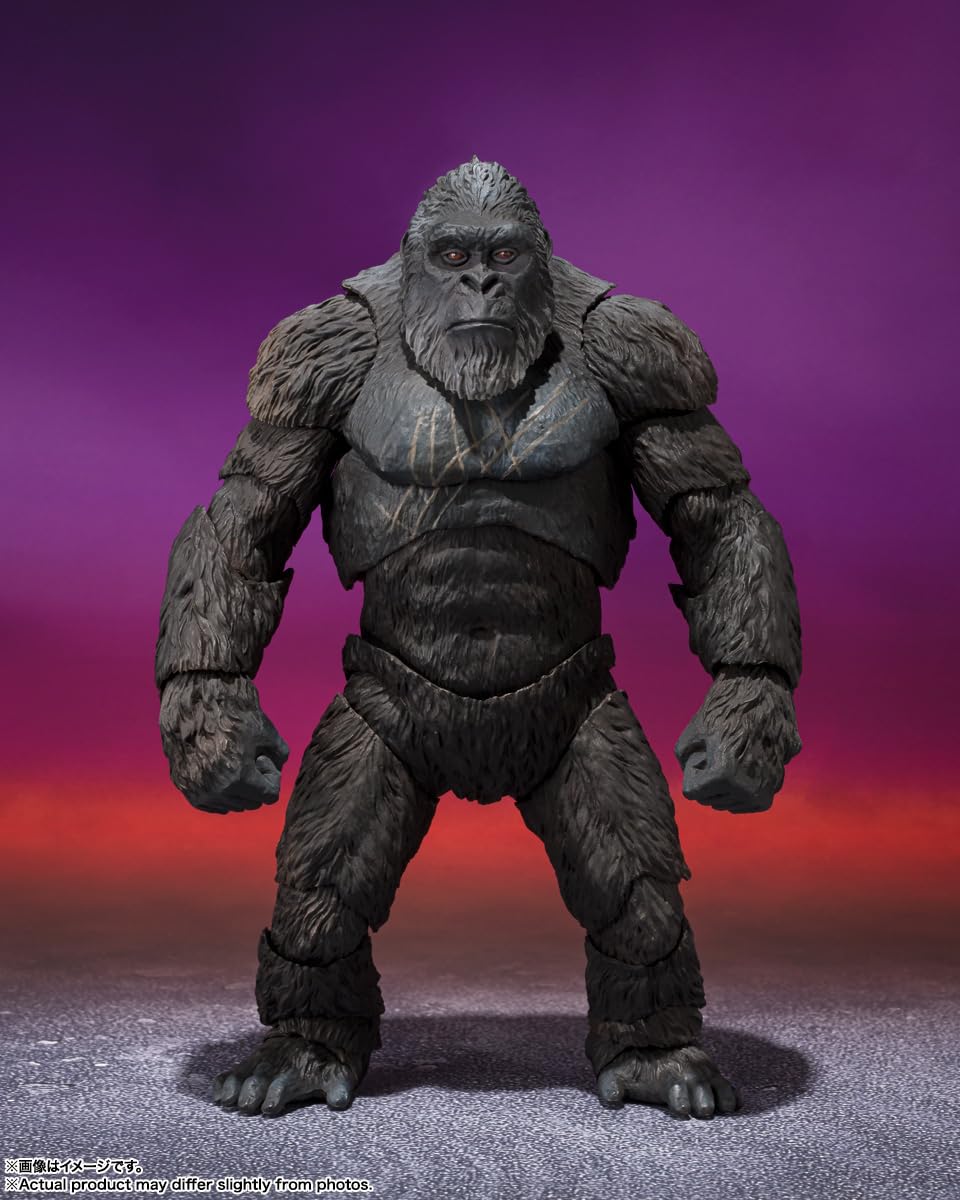 Tamashii Nations Kong S.H.MonsterArts figure with fur coloring enhances realism on shelves.