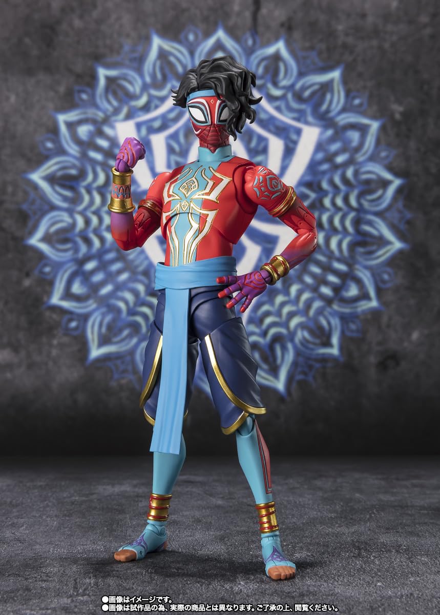 TAMASHII NATIONS Spider-Man India S.H.Figuarts exchangeable hands for expressive posing.