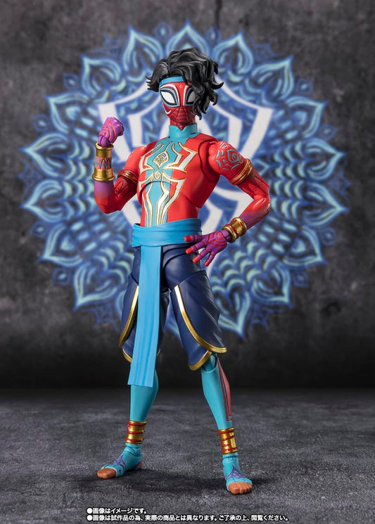 TAMASHII NATIONS Spider-Man India S.H.Figuarts exchangeable hands for expressive posing.