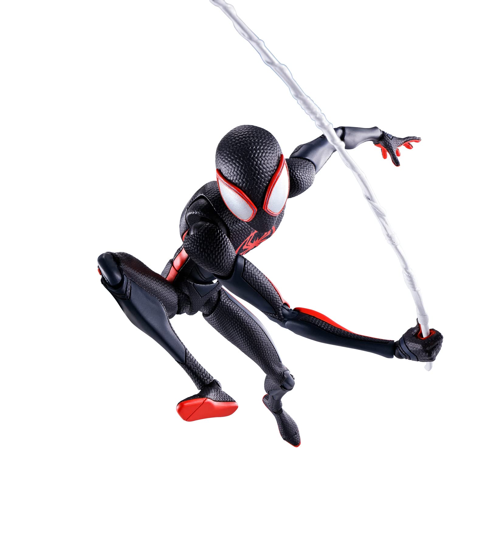 Tamashii Nations Spider-Man Miles Morales figure in full figure pose for dynamic display