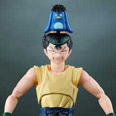 TAMASHII NATIONS Yusuke Urameshi figure on a display shelf setup.