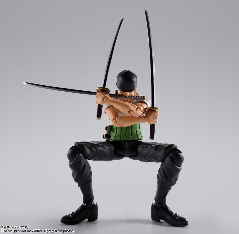 Tamashii Nations Zoro replacement wrist parts enabling varied action poses.