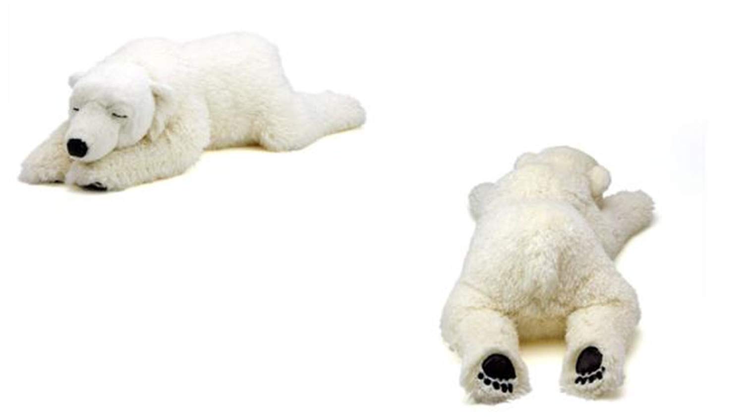 TAMMYFLYFLY Sleep Polar Bear Plush close-up shows durable stitching for longevity.