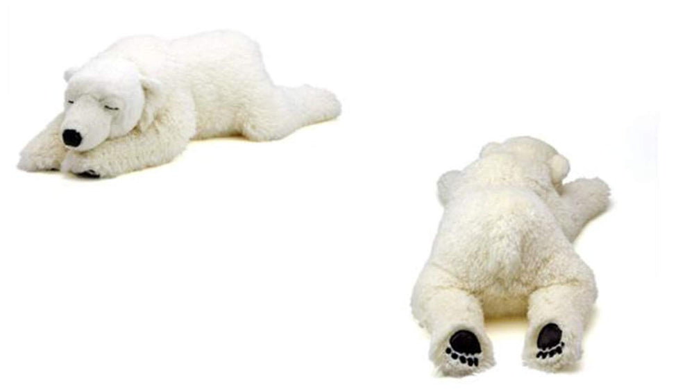 TAMMYFLYFLY Sleep Polar Bear Plush close-up shows durable stitching for longevity.